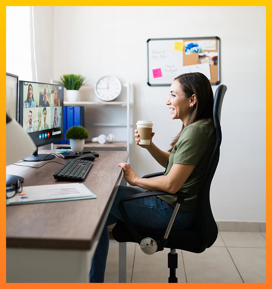 Woman on teleconference at work