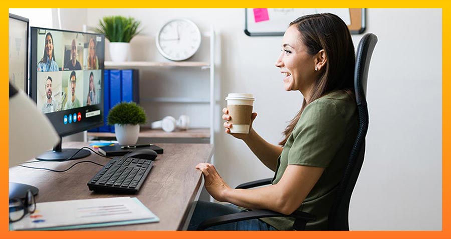 Woman on teleconference at work